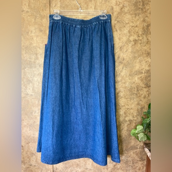 Vintage Denim Skirt Embroidered Hippie Boho 100% Cotton Size L Robin Sinkler - Picture 7 of 9